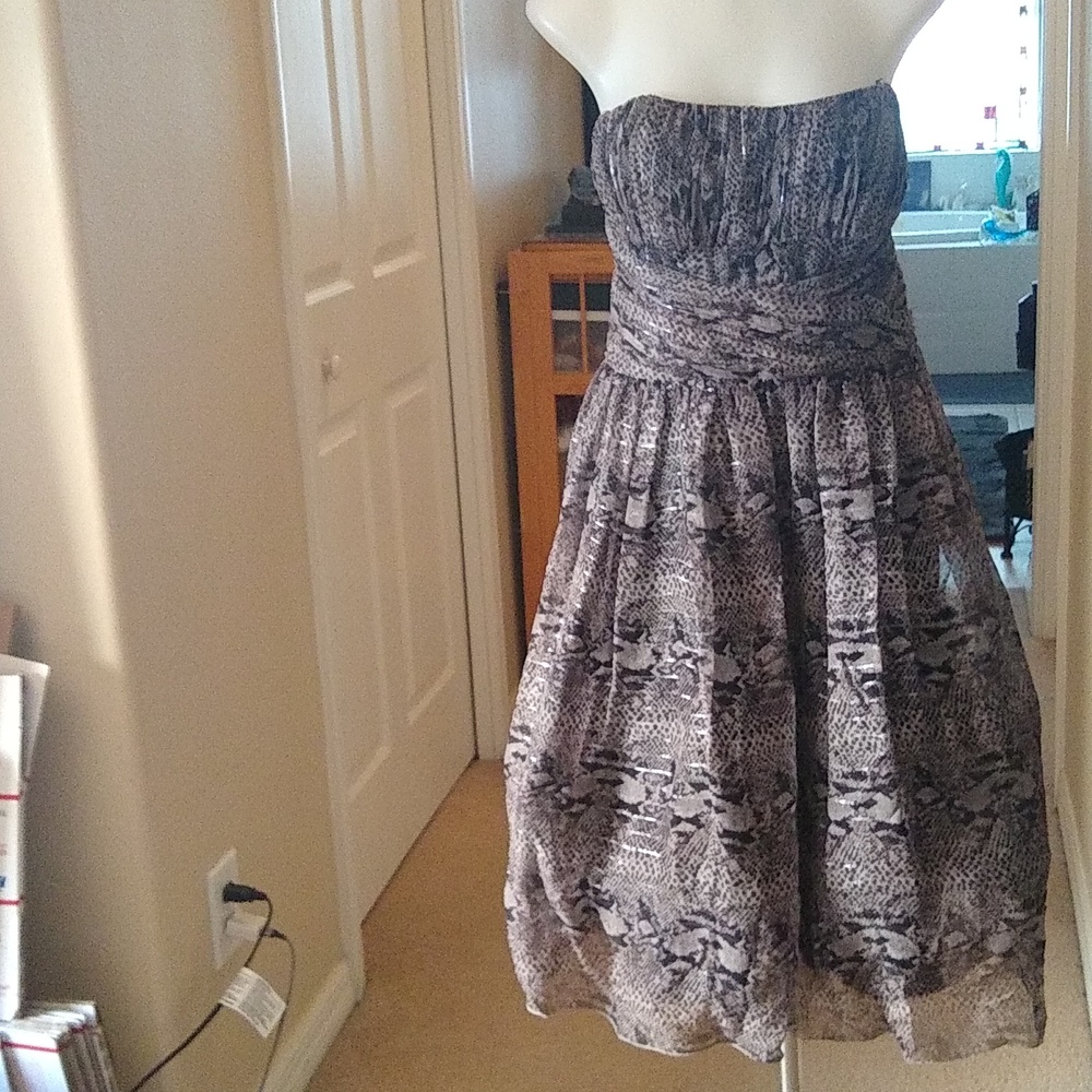 Anna sui strapless silk animal print evening dress size 10